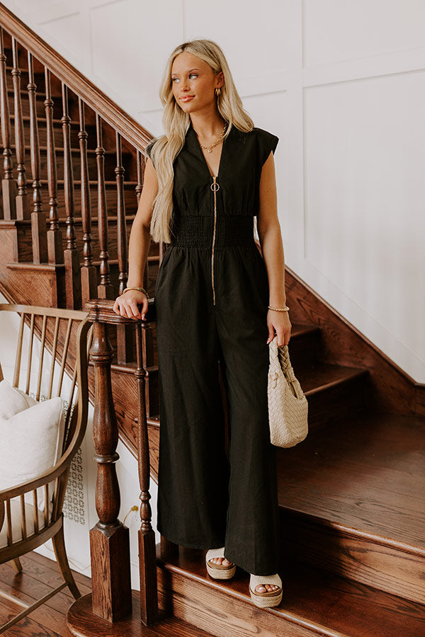 Vip Party Wide Leg Jumpsuit in Black