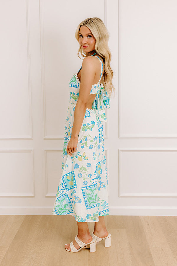 Coastal Charm Floral Midi Dress Image - 4