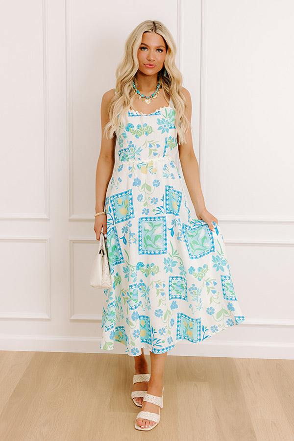 Coastal Charm Floral Midi Dress Image - 1