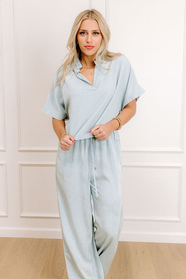 Breezy Bay Chambray Crop Top Image - 3