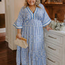 Art Gallery Social Midi Dress in Blue Curves Image - 1