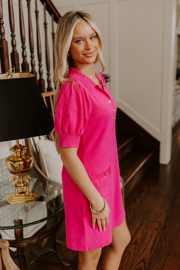 Vino On The Patio Knit Mini Dress in Hot Pink Image - 5