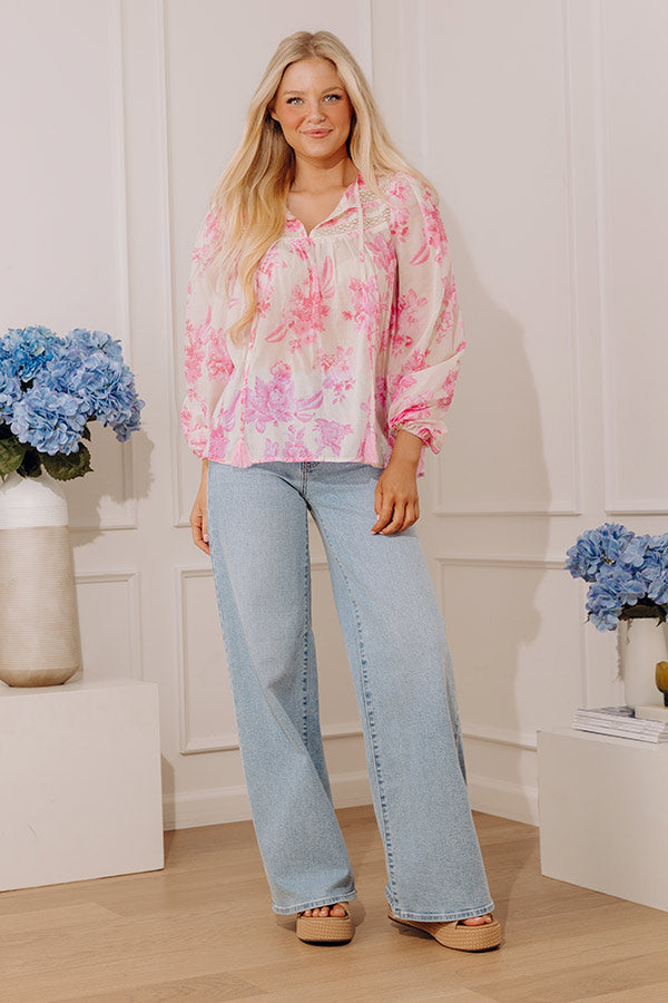 Garden Serenade Floral Top in Pink
