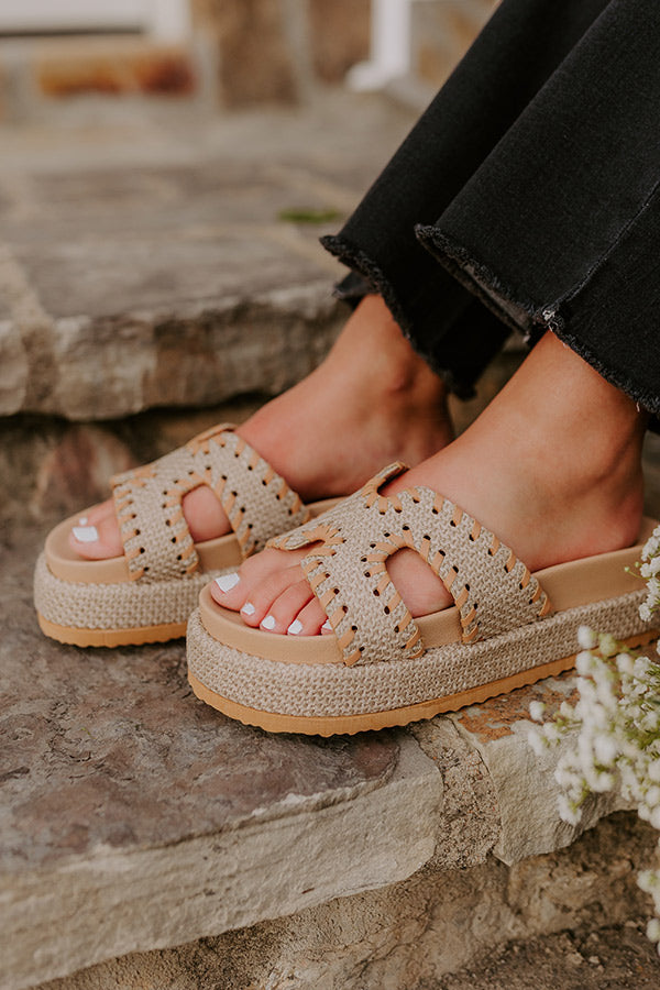 The Hailey Raffia Woven Sandal in Taupe Image - 3