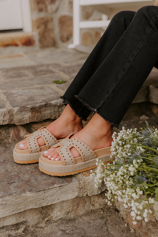 The Hailey Raffia Woven Sandal in Taupe Image - 1