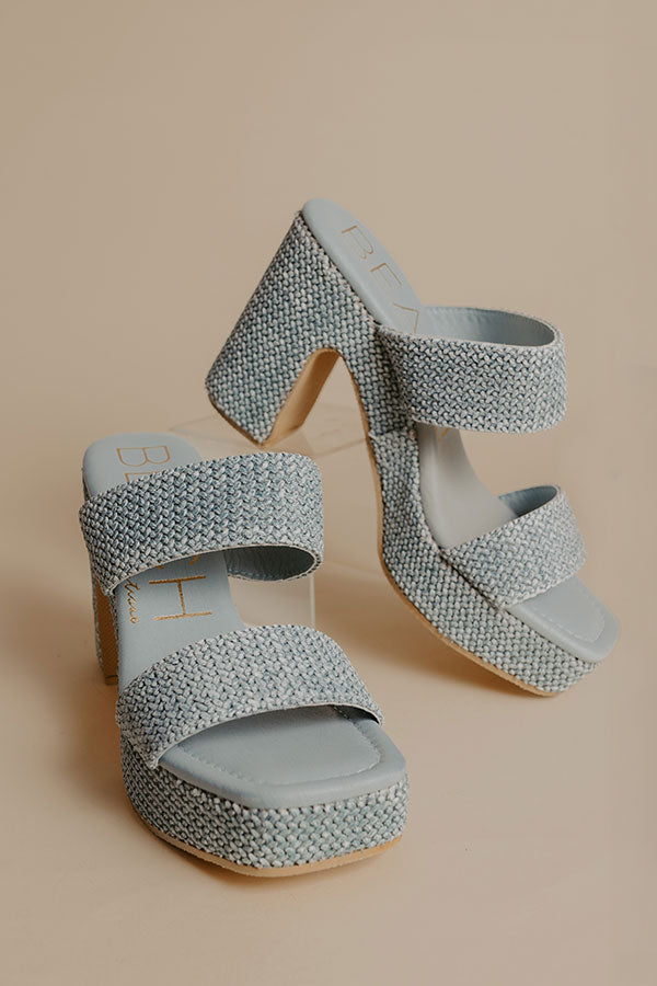 Gem Woven Platform Heel in Light Blue Image - 2