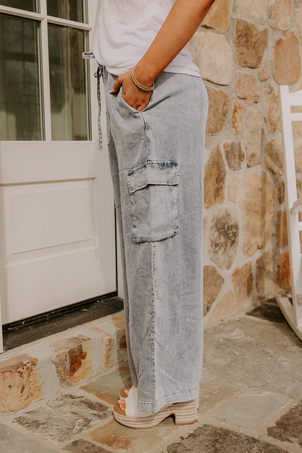 The Nova High Waist Chambray Cargo Pants Image - 3