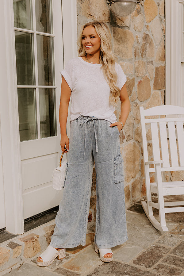 The Nova High Waist Chambray Cargo Pants Image - 1