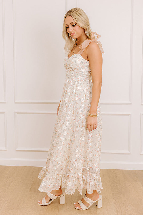Dreamy Meadows Floral Embroidered Midi Dress Image - 5
