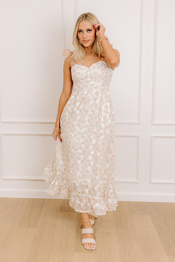 Dreamy Meadows Floral Embroidered Midi Dress Image - 1