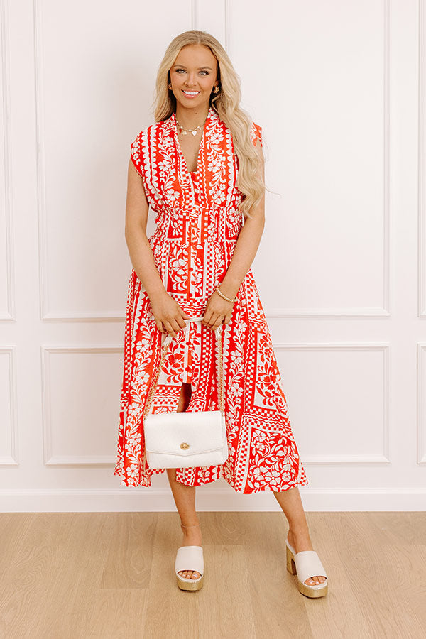 Hawaii Holiday Floral Midi Dress in Red Image - 4
