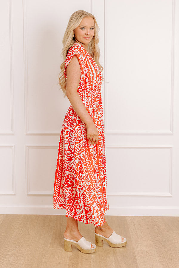 Hawaii Holiday Floral Midi Dress in Red Image - 2