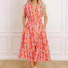 Hawaii Holiday Floral Midi Dress in Red Image - 1