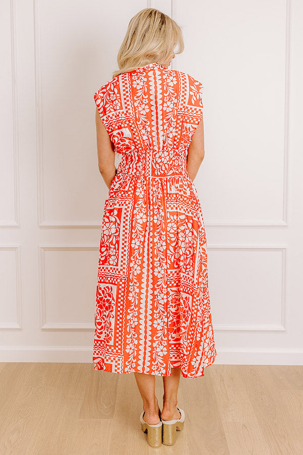 Hawaii Holiday Floral Midi Dress in Red Image - 3