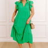 Sunny Spritzer Tiered Midi Dress in Kelly Green Image - 1