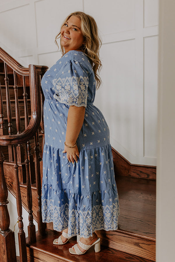 Sunday Brunch Floral Embroidered Midi Dress Curves Image - 4