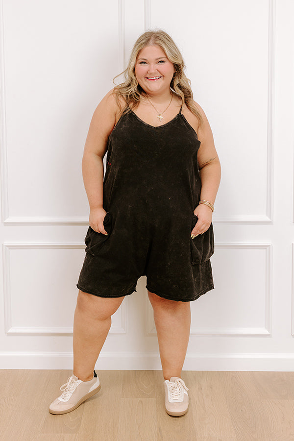Casual Cues Vintage Wash Romper in Vintage Black Curves Image - 4