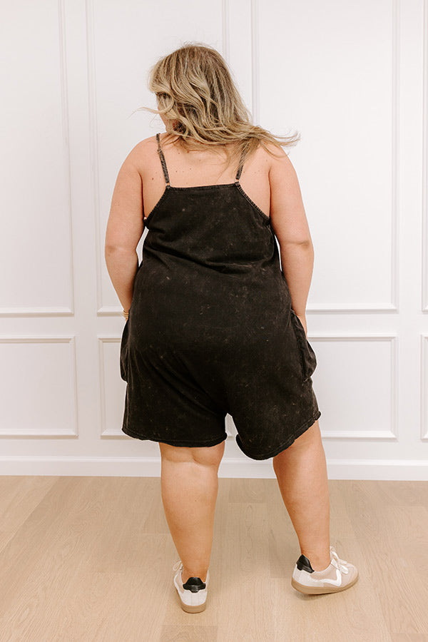 Casual Cues Vintage Wash Romper in Vintage Black Curves Image - 2