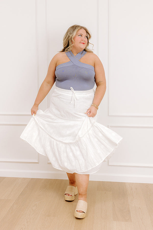 The Gabriella High Waist Embroidered Midi Skirt Curves Image - 1