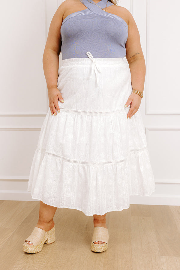 The Gabriella High Waist Embroidered Midi Skirt Curves Image - 2