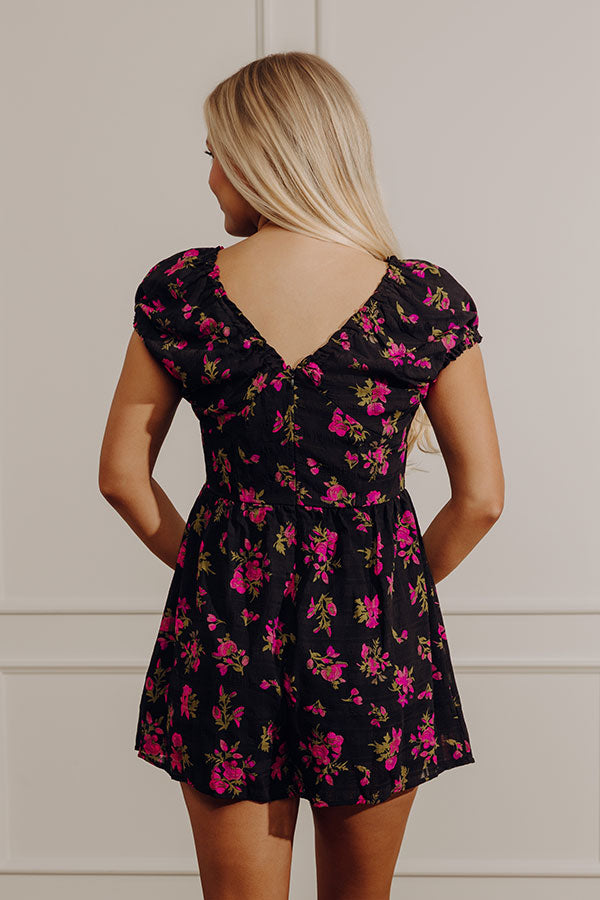 Romance In The Air Floral Romper in Black Image - 5