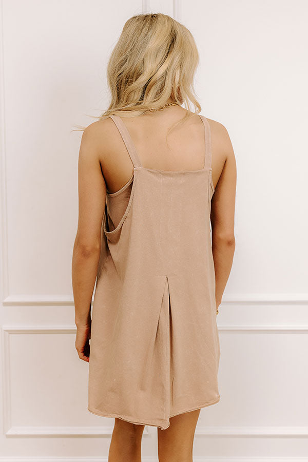 Beach Day Vintage Wash Romper Dress in Iced Mocha Image - 5