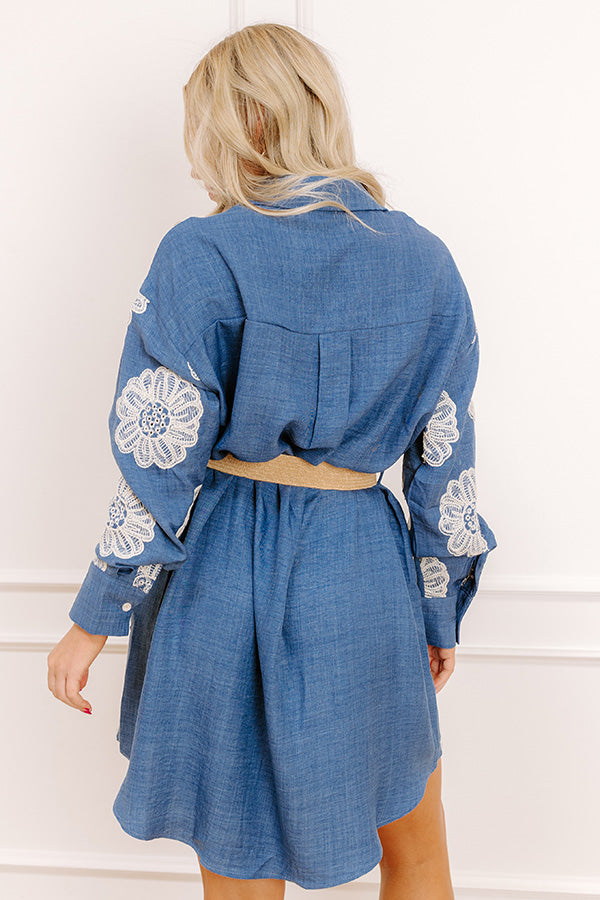 Boho Charm Embroidered Mini Dress Image - 3