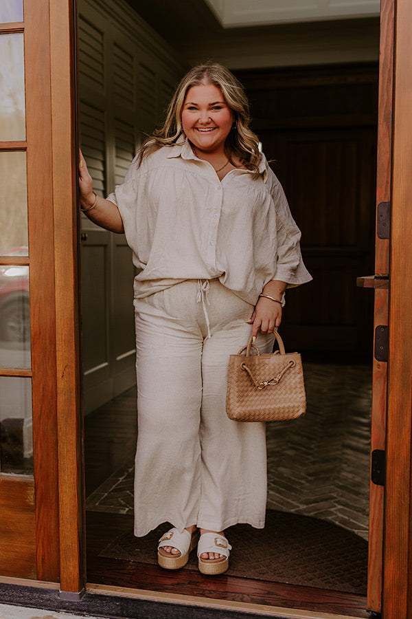 Coastal Town Linen-Blend Button Up Curves