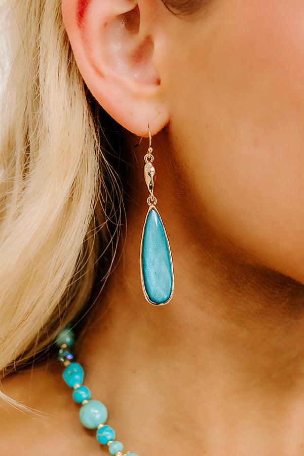 Charming Smile Drop Earrings in Turquoise Image - 1