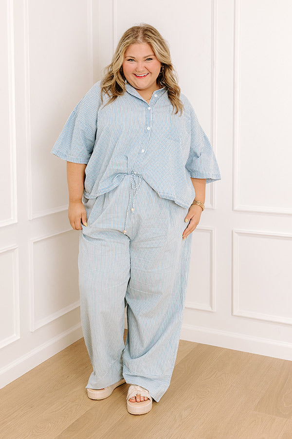 Coastal Dreams High Waist Chambray Pants Curves Image - 1