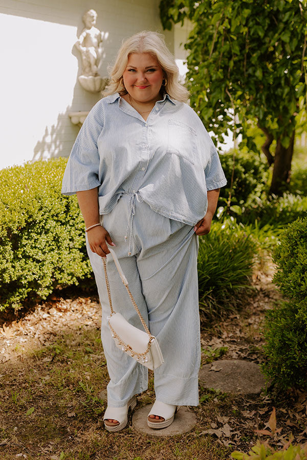 Coastal Dreams High Waist Chambray Pants Curves Image - 2