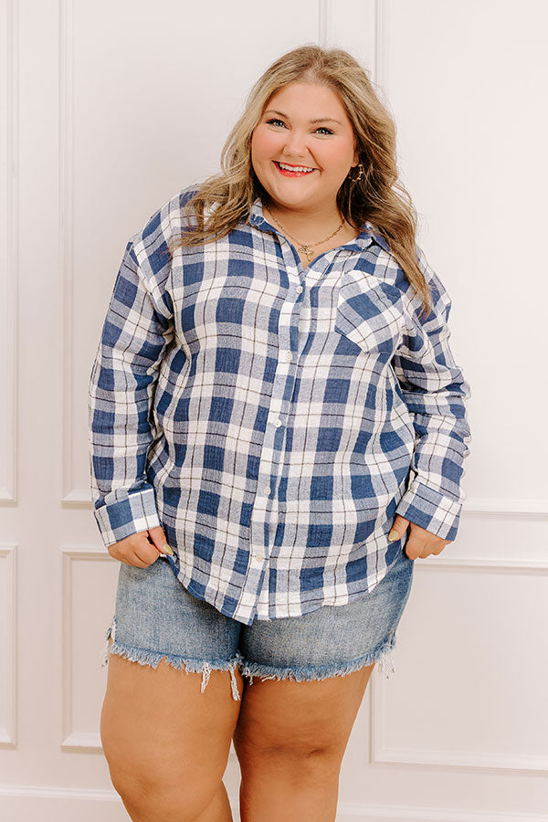 Countryside Charm Oversized Plaid Button Up Curves Image - 1