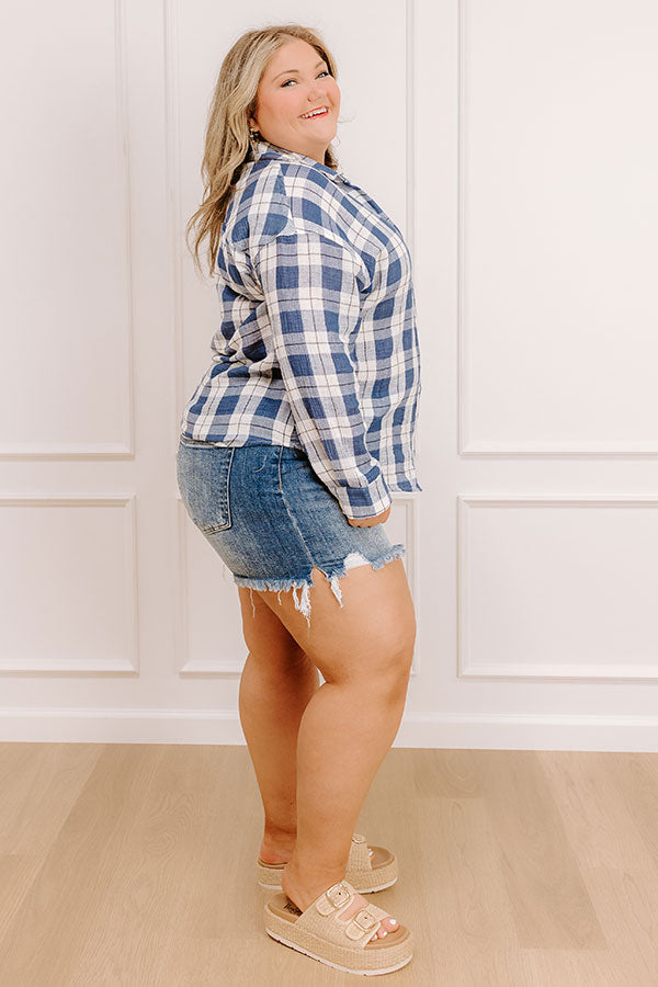 Countryside Charm Oversized Plaid Button Up Curves Image - 3