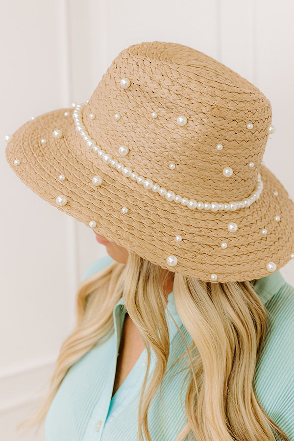 Yacht Club Pearl Embellished Raffia Hat Image - 3