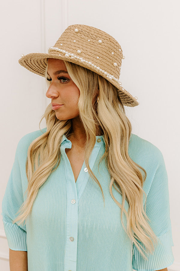 Yacht Club Pearl Embellished Raffia Hat Image - 2