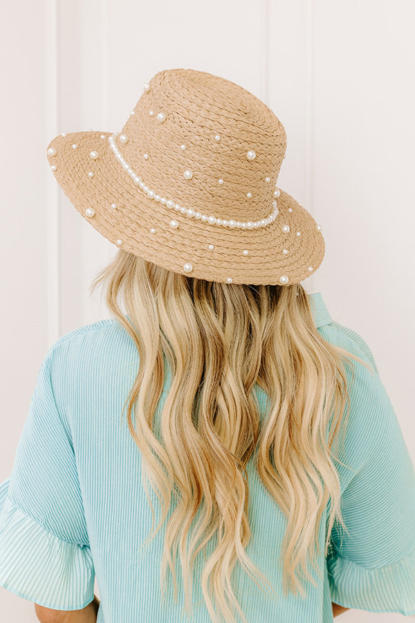 Yacht Club Pearl Embellished Raffia Hat Image - 1