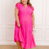 Sunny Spritzer Tiered Midi Dress in Hot Pink Curves Image - 1