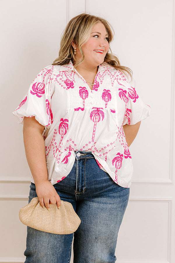 Palms Away Embroidered Top Curves Image - 3