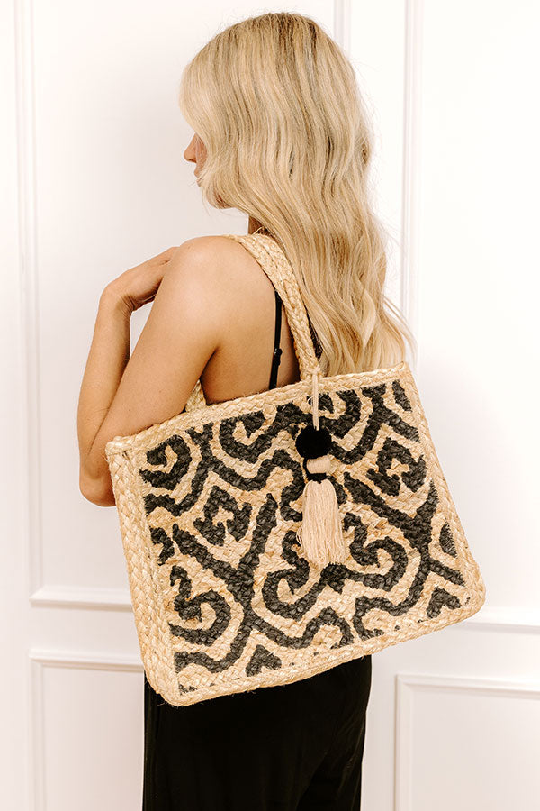 Vacay Bound Jute Woven Tote Image - 1