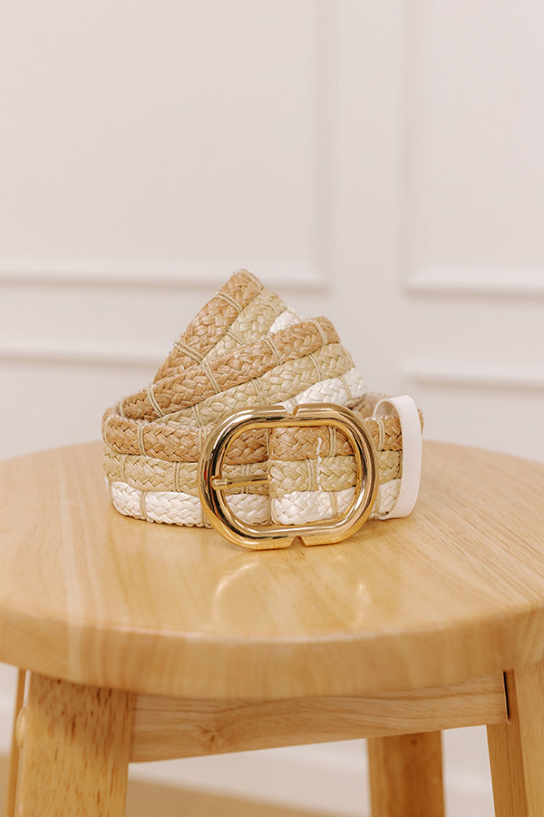 Coastal Cutie Raffia Woven Belt in White