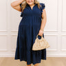 Sunny Spritzer Tiered Midi Dress in Navy Curves Image - 1