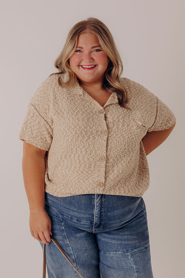 Latte Sippin Knit Button Up Curves
