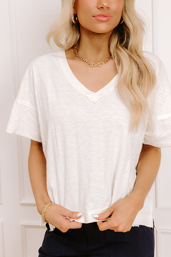 Keeping It Casual Heathered Tee in Cream Image - 5