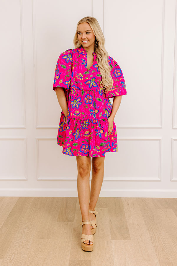 Charmed Feeling Floral Mini Dress in Hot Pink Image - 1