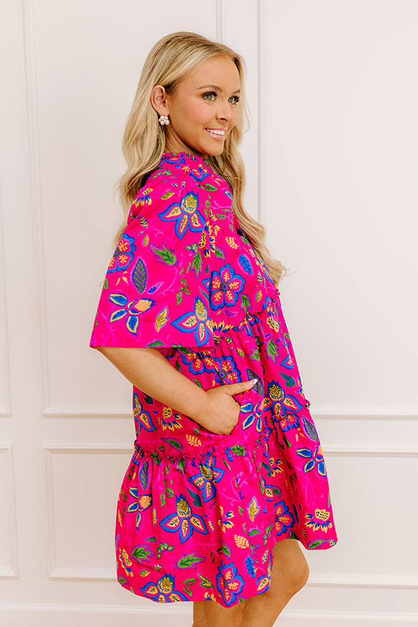 Charmed Feeling Floral Mini Dress in Hot Pink Image - 4