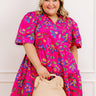 Charmed Feeling Floral Mini Dress in Hot Pink Curves Image - 1