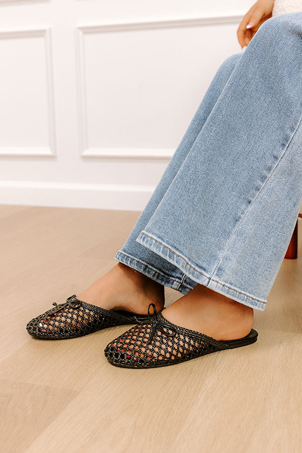 The Elsie Faux Leather Woven Flats in Black Image - 3