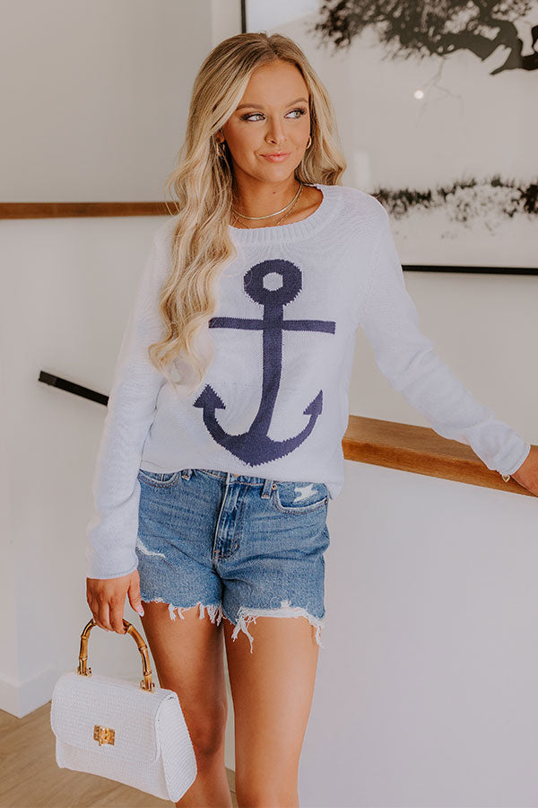 Sail Away Knit Sweater in White Image - 2