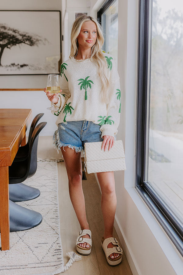 Palms Away Knit Sweater in Cream Image - 2