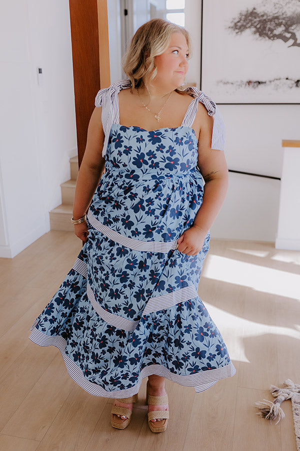 Stroll Through The Park Floral Maxi Dress in Sky Blue Curves Image - 3
